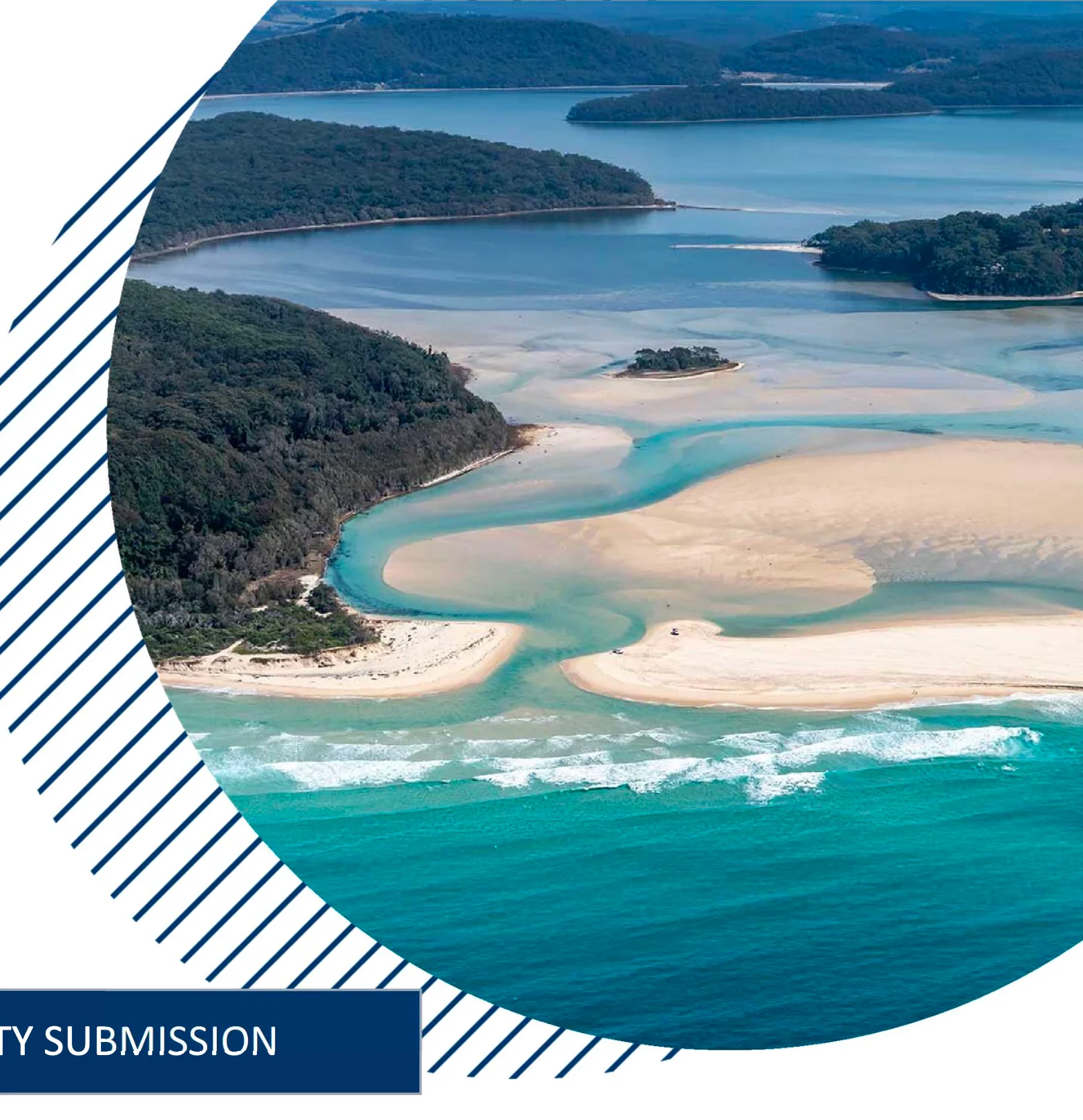 Aerial view of Smiths Lake showing the pristine waterways, sandbars, and native bushland